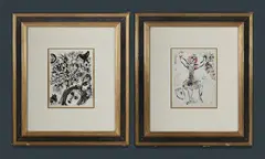 (2) by Marc Chagall, 'Woman Juggler,' from 'The Lithographs of Chagall, Vol. 1', sold Mar 2022