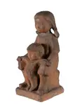 Ernst Gullov Eberlein, Young Girl & Toddler, Terracotta Sculpture