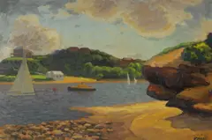 Quiet Cove, Sydney Harbour by Roland Wakelin, Oil on Board, sold Dec 2021