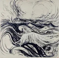 Brett Whiteley, Bird and Wave, 1974, Colour Screenprint & Lithograph 33/60