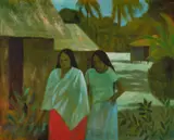 Ray Crooke, Two Women, Fijian Village, Oil on Canvas on Board