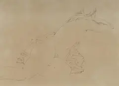 Frank Hinder, Leaning Nude, 1970, Pen & Ink