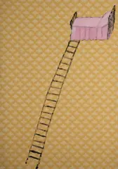 Magic Bed by Jenny Watson, 1994, Oil on Damask Cotton, sold Dec 2021