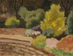 Roland Wakelin, Garden Parapet, 1955, Oil on Board