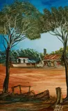 Drover's Hut by Pro Hart, Oil on Board, sold Dec 2021