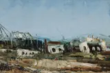 South Mine by Pro Hart, 1987, Oil on Board, sold Dec 2021