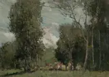 Percy Leason, Under the Tree, Oil on Board