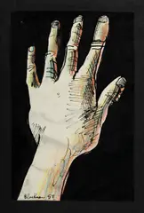 Left Hand Study by Charles Blackman, 1953, Ink & Pastel, sold Dec 2021