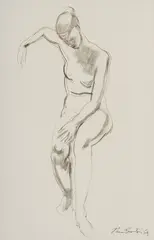 Thea Proctor, Resting Dancer, 1959, Ink & Wash