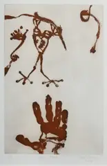 Frog & Hand by John Olsen, 2000, Etching 2/30, sold Dec 2021