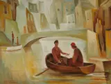 Bill Coleman, Canal Scene with Rowing Boat