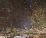 W Rubery Bennett, Picnic in the Glade, Oil on Canvas Board