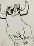 Frank Hodgkinson, Bull, 1967, Ink on Paper