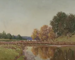 River Inlet, Early Autumn by W. Lister Lister, Oil on Canvas, sold Dec 2021