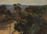 J. Howard Ashton, Country Town View, 1924, Oil on Canvas on Board