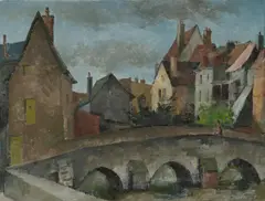 Harold Greenhill, Canal Bridge, Chartres (France), 1981, Oil on Board