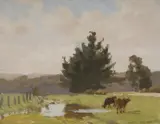 John Rowell, Cattle Grazing, Oil on Board