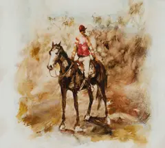 Hugh Sawrey, The Old Timers' Steeplechase 3, Oil on Paper