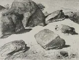 Lloyd Rees, Boulders at Werri Beach I, 1980, Lithograph 42/80
