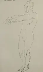 Standing Nude by Fred Williams, 1945, Pen & Ink, sold Dec 2021