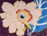 Pink Tropical Flower / Red Hibiscus (verso) by Malcolm de Chazal, Gouache, sold Dec 2021