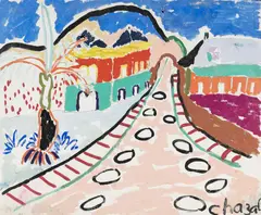 Main Street by Malcolm de Chazal, Gouache, sold Dec 2021