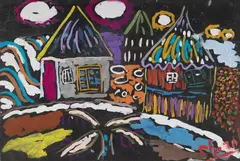 Beach Huts by Malcolm de Chazal, Gouache, sold Dec 2021