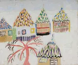 Beach Huts / Abstract Portrait (verso) by Malcolm de Chazal, Gouache, offered Dec 2021