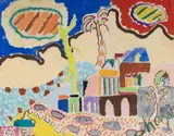 Rue Pope - Hennessy, Port Louis by Malcolm de Chazal, Gouache, sold Dec 2021