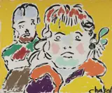 Two Figures / Flower (verso) by Malcolm de Chazal, Gouache, sold Dec 2021