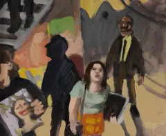 Wendy Sharpe, Artist with Magazine Rack, Oil on Canvas