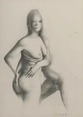 Nude Study by Garry Shead, 1974, Pencil, sold Oct 2021