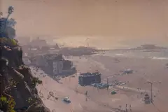 Santa Monica Pier by Warwick Fuller, 2003, Oil on Canvas on Board, sold Oct 2021