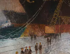 Bill Offord, Dock Workers, 1994, Oil on Canvas