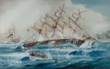 George Frederick Gregory, HMS Orpheus Wreck at Onehunga, NZ, 1863, W/Clr & Gouache