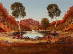 Henk Guth, Ormiston Gorge, MacDonnell Ranges, Central Australia,' July, 1981, Oil on Board