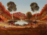 Henk Guth, Ormiston Gorge, MacDonnell Ranges, Central Australia,' July, 1981, Oil on Board