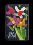 Floral Study on Bible Cover by Pro Hart, Oil on Bible Cover, sold Oct 2021