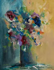 Stephen Tandori, Still Life Vase and Flowers, Oil on Board
