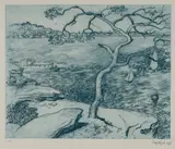 Lloyd Rees, Northwood Point, Lane Cove River, 1978, Soft Ground Etching in Blue A/P