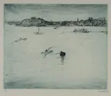 Lloyd Rees, The Balmain Buoy, 1978, Soft Ground Etching in Blue A/P