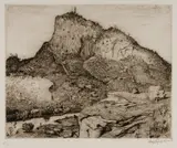 Lloyd Rees, A Tasmanian Mountain, 1977, Soft Ground Etching A/P