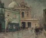 Louis-Henri Foreau, Paris in Winter, Oil on Board