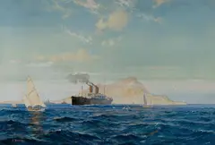 Wilfred Knox, P&O Liner at Gibraltar, W/Clr & Gouache