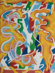 Abstract Figure by Eduardo Guelfenbein, 1988, Acrylic on Canvas, offered Oct 2021