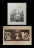 Petr Herel, (2), 'Perdu Dans La Nuit,' 1972, three-plate aquatint & etching 4/60, 40x88cm (image); & Untitled, etching 10/12, 63x47cm (plate)