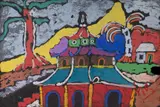 Tien Tan Pagoda, Port Louis by Malcolm de Chazal, Gouache, sold Oct 2021