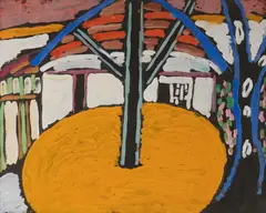 Beach Hut - Unsigned by Malcolm de Chazal, Gouache, sold Oct 2021