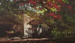 Soedjono Abdullah, Village Street with Cow Cart, Oil on Canvas