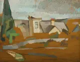 Roland Wakelin, Rooftops, Oil on Ply